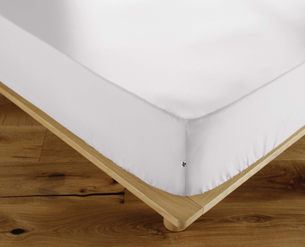 Drap-Housse 180 x 200 cm Percale de Coton 120 Fils Unie PERRINE – Blanc