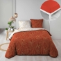 Pack parure de couette 240 x 220 cm Belflore brique + drap housse 140 x 190 x 30 Paprika