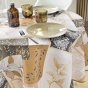 Nappe ronde (0) 180 cm polyester imprime faya Naturel
