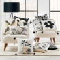 Coussin dehoussable 45 x 45 cm coton imprime or Aileen