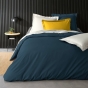 Housse de couette 2 personnes 260 x 240 cm percale de coton 78 fils Bleu nuit