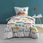 Pack parure de couette enfant 140x200 cm Voiture + drap housse 90 x 190 x 30 Blanc