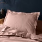 Taie d'oreiller 50 x 70 cm uni 57 fils lina  +point bourdon Rose