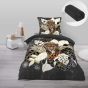 Pack parure de couette enfant  Félina 140 x 200 cm + drap housse 90 x 190 x 30 Noir