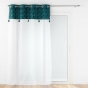Voilage grande hauteur 140 x 280 cm voile sablé + haut velours Palmina Bleu