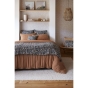 Bout de lit 90 x 200 cm double gaze de coton imprimée capucine Bleu foncé