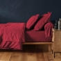 Drap housse 2 personnes 180 x 200 cm uni 57 fils lina Marsala