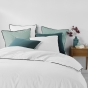 Drap housse 2 personnes 140 x 190 x 30 cm Linette coton lavé  57 fils Blanc