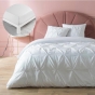 Pack Housse de couette 240 x 220 cm + 2 taies coton capitonné 57 fils Heloise Blanc + DH 140x190 Blanc