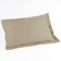 Taie d'oreiller volant plat 50 x 70 cm uni 57 fils lina +point bourdon Beige