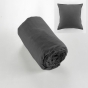 Drap housse flanelle chaude 180 x 200 cm Bonnet 30 cm  + 2 taies 63 x 63 Anthracite