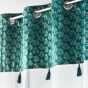 Voilage a oeillets 140 x 240 cm voile sablé + haut velours Evie Bleu