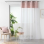 Voilage a oeillets 140 x 240 cm voile sablé + haut coton Sibel Rose