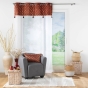 Voilage a oeillets 140 x 240 cm voile sablé + haut velours Evie Bordeaux