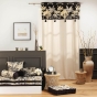 Lot de 2 rideaux Karaba - 140 x 240 cm, Coton Uni avec Top Imprimé et Pompons