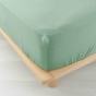 Drap housse 2 personnes 160 x 200 cm double gaze coton 57 fils Angelia Sauge
