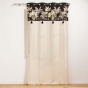 Lot de 2 rideaux Karaba - 140 x 240 cm, Coton Uni avec Top Imprimé et Pompons