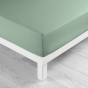 Drap housse 2 personnes 140 x 200 cm uni 57 fils lina Sauge
