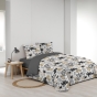 Parure de Lit Scarlett Gris 240 x 220 cm + Drap-Housse 140x190 cm Blanc