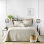 Couvre lit 2p mat.+2 hc 60x60 220 x 240 cm microfibre unie romane Naturel