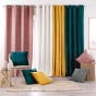 Lot de 2 Rideaux tamisant à oeillets 140 x 260 cm velours relief Velouriane Emeraude