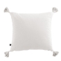 Coussin déhoussable avec pompons gaze de coton 40 x 40 cm chantilly Blanc