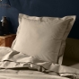 Taie d'oreiller 63 x 63 cm uni 57 fils lina  +point bourdon Sable