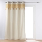 Lot de 2 Rideaux  a oeillets 140 x 240 cm polycoton+ pompons Isalina Jaune