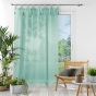 Voilage à passants + pompons 140 x 240 cm polyester effet lin Dalila Sauge