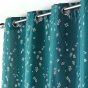 Lot de 2 Rideaux a oeillets 140 x 260 cm polyester appliqué Sakura Emeraude