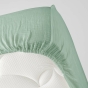 Drap housse 2 personnes 160 x 200 cm double gaze coton 57 fils Angelia Sauge