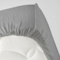 Drap housse 2 personnes 140 x 190 cm double gaze coton 57 fils Angelia Gris