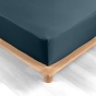 Drap housse 180 x 200 cm bonnet 30 cm percale de coton 78 fils Bleu nuit