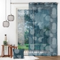 Voilage a oeillets 140 x 280 cm voile sablé imprimé Esquisse Bleu