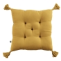 Assise matelassée 5 points avec pompons gaze de coton 40 x 40 cm safran Jaune