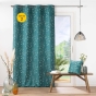 Lot de 2 Rideaux a oeillets 140 x 260 cm polyester appliqué Sakura Emeraude
