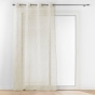 Voilage grande hauteur a oeillets 140 x 280 cm voile sable imprime pandore Blanc