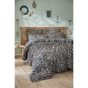 Housse de couette 240 x 220 cm double gaze de coton imprimée Capucine Bleu foncé