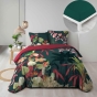 Pack parure couette 260 x 240 cm 100% coton Fauvette + drap housse 160 x 200 cm Pétrole
