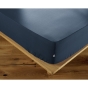Drap housse coton luxe 180 x 200 cm bonnet 30 cm Ambre Bleu foncé