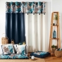 Rideau a oeillets 140 x 240 cm en coton + haut metallisé Alianor Bleu