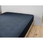 Drap Housse Double Gaze de Coton Bleu foncé – 160 x 200 cm – Bonnet 30 cm