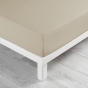 Drap housse 2 personnes 160 x 200 x 30 cm Linette coton lavé  57 fils Beige