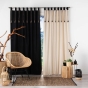 Lot de 2  Rideaux à passants en polycoton 140 x 240 cm + pompons Filine naturel