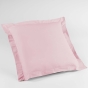 Taie d'oreiller volant plat 63x63 cm uni 57 fils lina  +point bourdon Rose clair