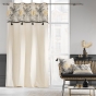 Lot de 2 Rideaux a oeillets 140 x 240 cm  polycoton + pompons  Papaya