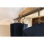 Rideau ajustable + 8 anneaux pince gaze de coton Luxe 140 x 300 cm Gaia Bleu foncé