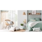 Coussin dehous. compr. pompons 30 x 50 cm coton/polyester imp. nymphea des place Sans