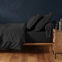 Drap housse 2 personnes 180 x 200 cm uni 57 fils lina Noir