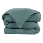 Pack Parure de couette 140x200 cm + Drap housse 90x190 + 1 taie Gaze de coton Bio Bleu canard